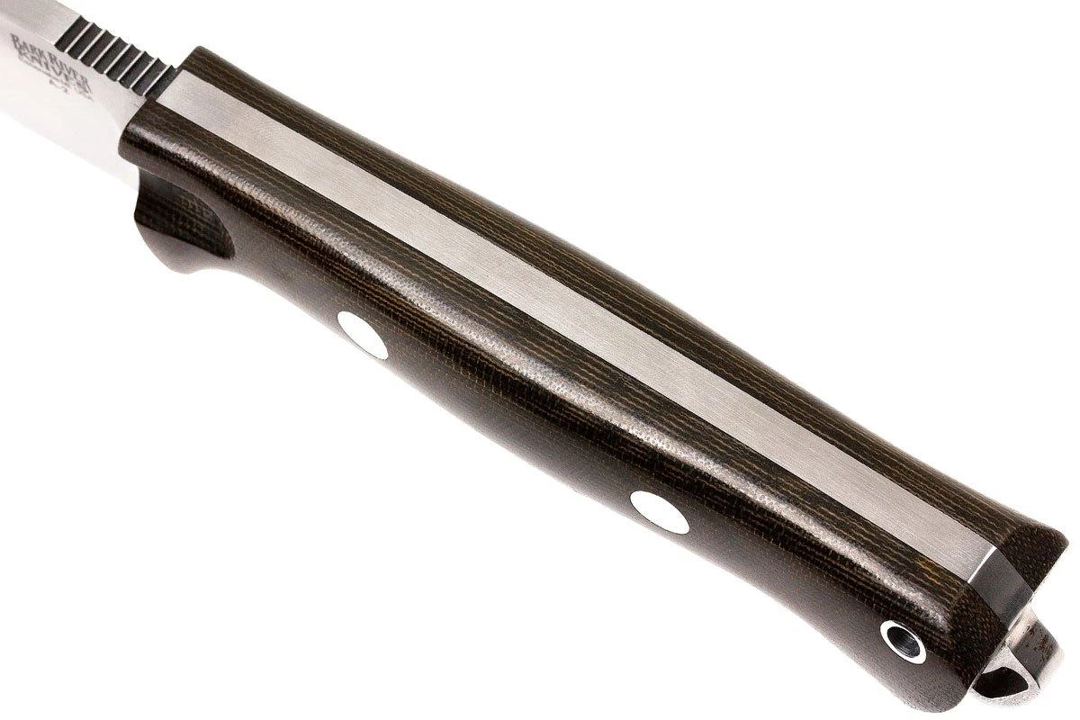 Bark River Bravo Vortex A2 Jimped, Green Canvas Micarta, Funda Marrón 5 Bark River Bravo Vortex A2 Jimped, Green Canvas Micarta, Funda Marrón - Imagen 5