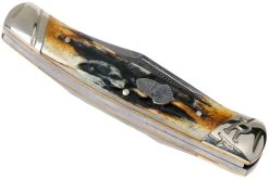 Rough Ryder Small Moose Cinnamon Stag RR2157 Damascus Navaja Slipjoint -Navaja Tienda RY2157 04 rough ryder