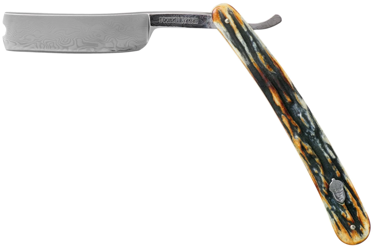 Rough Ryder Folding Razor Cinnamon Stag RR2159 Damascus Navaja De Afeitar 1 Rough Ryder Folding Razor Cinnamon Stag RR2159 Damascus Navaja De Afeitar