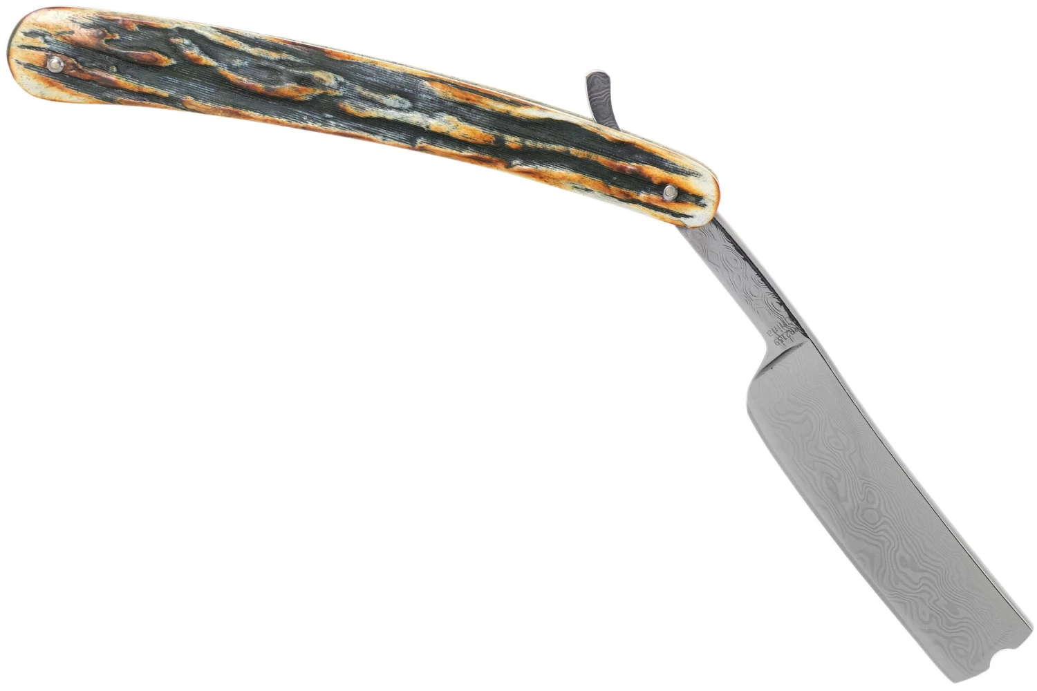 Rough Ryder Folding Razor Cinnamon Stag RR2159 Damascus Navaja De Afeitar 2 Rough Ryder Folding Razor Cinnamon Stag RR2159 Damascus Navaja De Afeitar - Imagen 2
