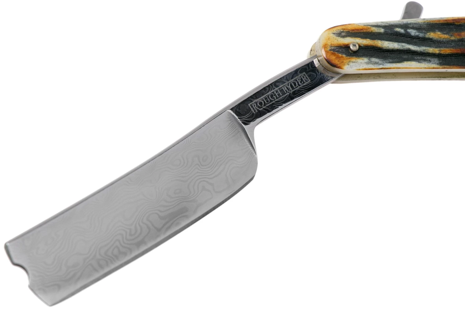 Rough Ryder Folding Razor Cinnamon Stag RR2159 Damascus Navaja De Afeitar 3 Rough Ryder Folding Razor Cinnamon Stag RR2159 Damascus Navaja De Afeitar - Imagen 3