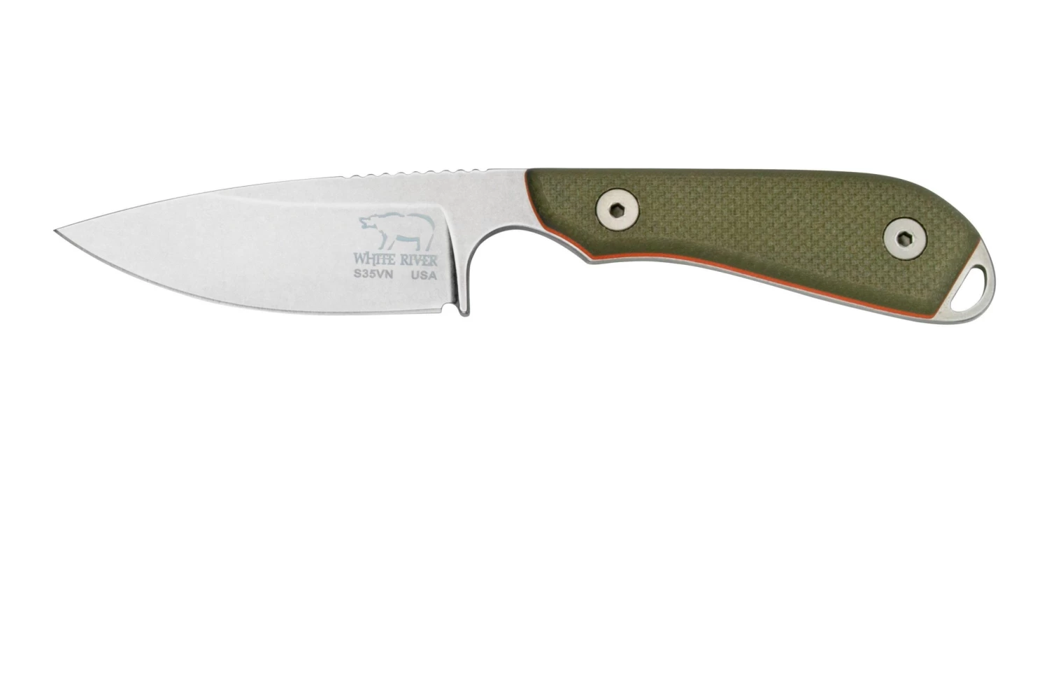 White River M1 Backpacker Pro WRM1-TGO Green/Orange G10, Funda De Kydex, Cuchillo De Cuello 1 White River M1 Backpacker Pro WRM1-TGO Green/Orange G10, Funda De Kydex, Cuchillo De Cuello