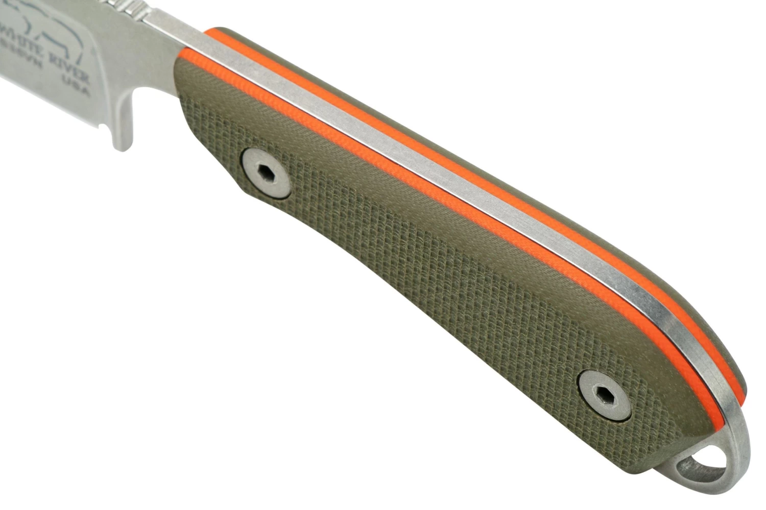 White River M1 Backpacker Pro WRM1-TGO Green/Orange G10, Funda De Kydex, Cuchillo De Cuello 6 White River M1 Backpacker Pro WRM1-TGO Green/Orange G10, Funda De Kydex, Cuchillo De Cuello - Imagen 6
